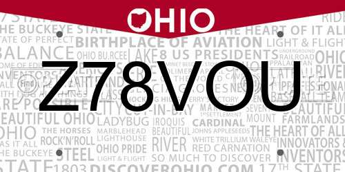 Z78VOU Ohio License Plate