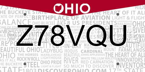 Z78VQU Ohio License Plate