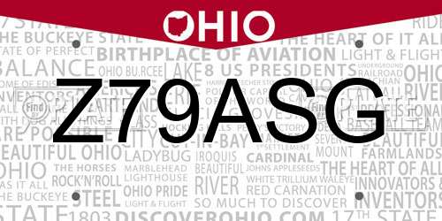 Z79ASG Ohio License Plate