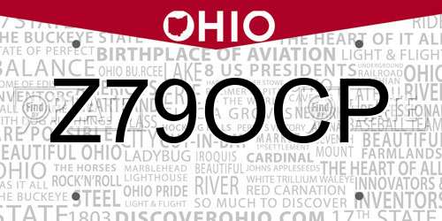 Z79OCP Ohio License Plate
