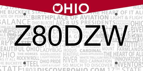 Z80DZW Ohio License Plate