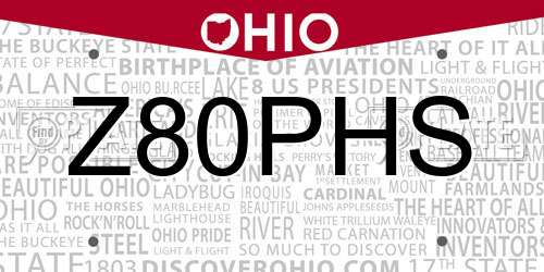 Z80PHS Ohio License Plate