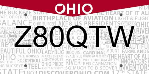 Z80QTW Ohio License Plate