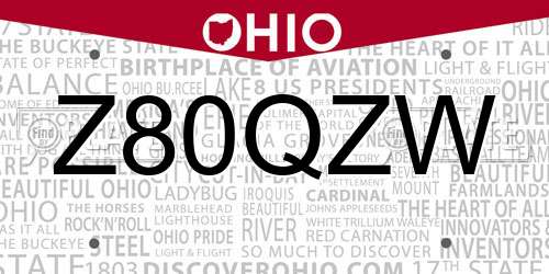Z80QZW Ohio License Plate