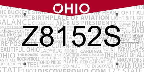 Z8152S Ohio License Plate