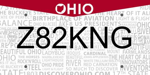 Z82KNG Ohio License Plate