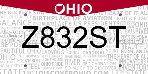 Z832ST Ohio License Plate