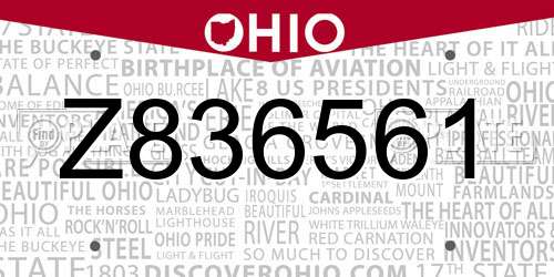 Z836561 Ohio License Plate
