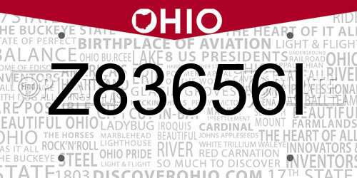 Z83656I Ohio License Plate