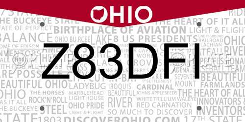 Z83DFI Ohio License Plate