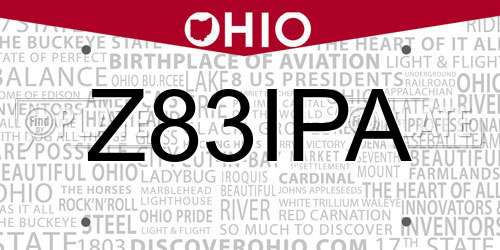 Z83IPA Ohio License Plate