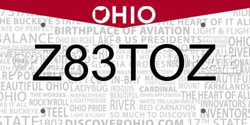 Z83TOZ Ohio License Plate