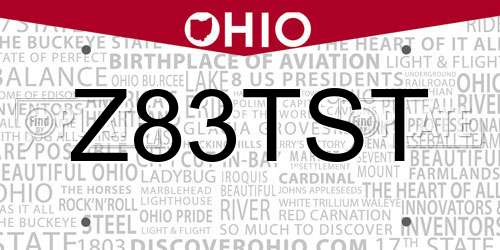 Z83TST Ohio License Plate
