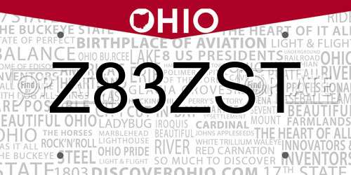 Z83ZST Ohio License Plate