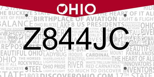 Z844JC Ohio License Plate