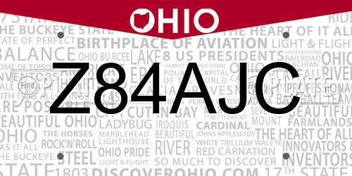 Z84AJC Ohio License Plate