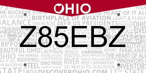 Z85EBZ Ohio License Plate