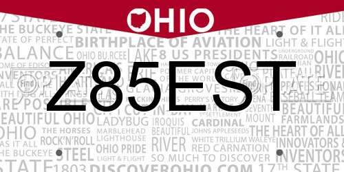 Z85EST Ohio License Plate