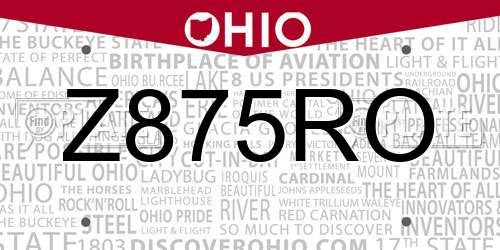 Z875RO Ohio License Plate