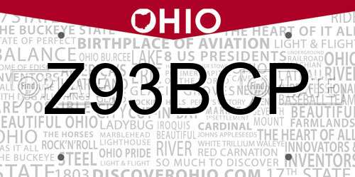 Z93BCP Ohio License Plate
