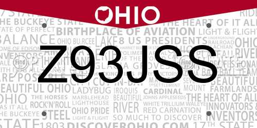 Z93JSS Ohio License Plate
