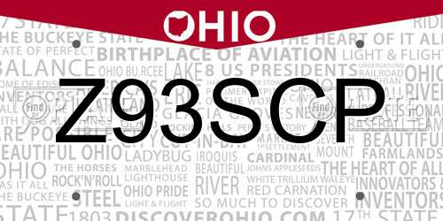 Z93SCP Ohio License Plate