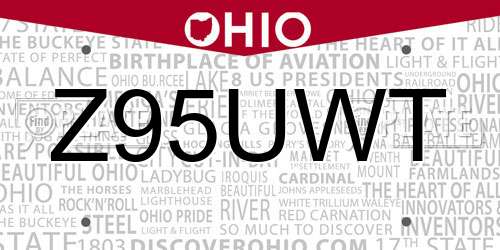 Z95UWT Ohio License Plate