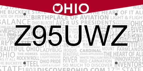Z95UWZ Ohio License Plate
