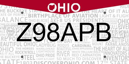 Z98APB Ohio License Plate