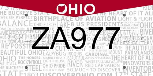 ZA977 Ohio License Plate