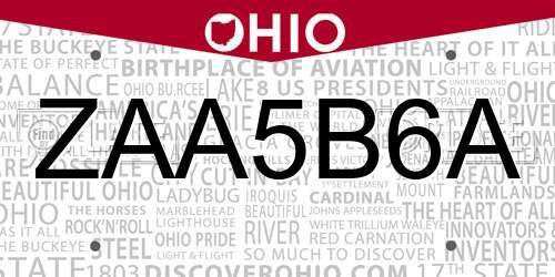 ZAA5B6A Ohio License Plate
