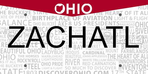 ZACHATL Ohio License Plate