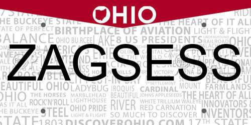 ZAGSESS Ohio License Plate