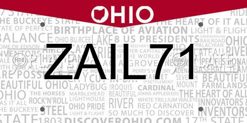 ZAIL71 Ohio License Plate