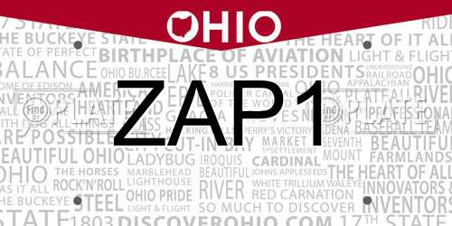 ZAP1 Ohio License Plate