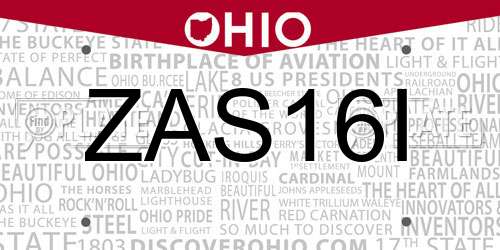 ZAS16I Ohio License Plate