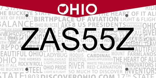 ZAS55Z Ohio License Plate