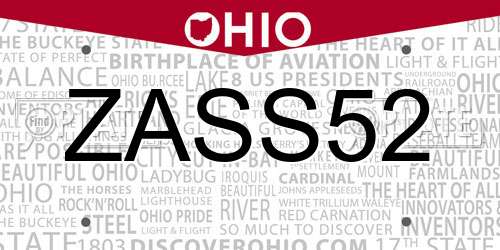 ZASS52 Ohio License Plate