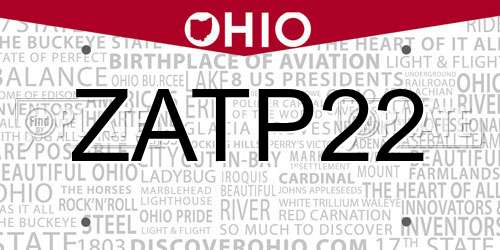 ZATP22 Ohio License Plate
