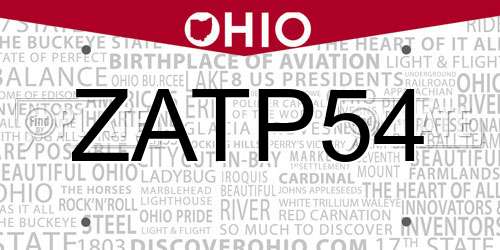 ZATP54 Ohio License Plate