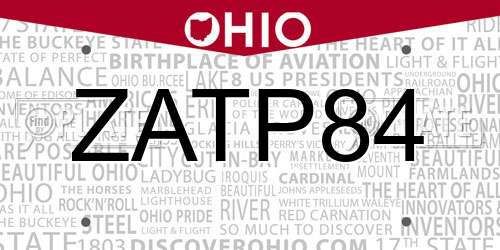 ZATP84 Ohio License Plate