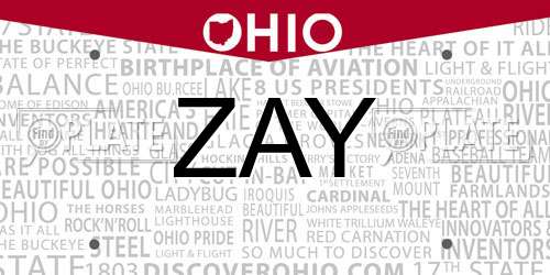 ZAY Ohio License Plate