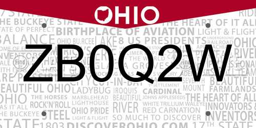 ZB0Q2W Ohio License Plate