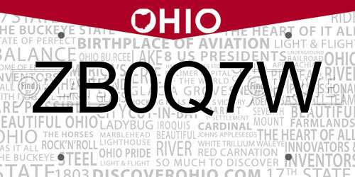 ZB0Q7W Ohio License Plate
