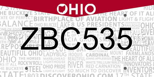 ZBC535 Ohio License Plate