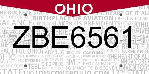 ZBE6561 Ohio License Plate