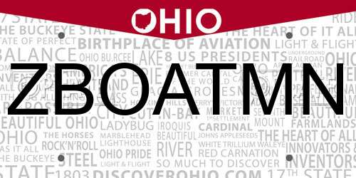 ZBOATMN Ohio License Plate
