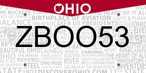 ZBOO53 Ohio License Plate