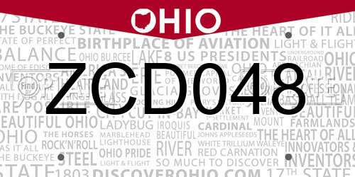 ZCD048 Ohio License Plate