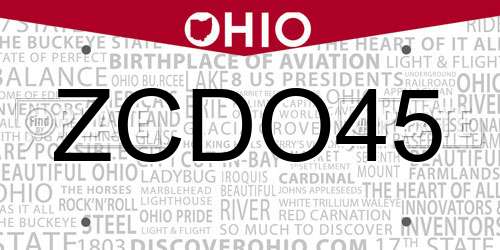 ZCDO45 Ohio License Plate